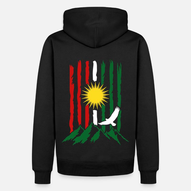 Montagnes du drapeau du Kurdistan - Sweat à capuche Premium bio Homme - noir