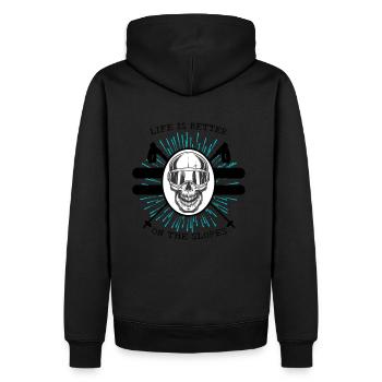 Ski, Totenkopf - Männer Premium Bio Hoodie - Schwarz - Hinten - Nico (187cm)