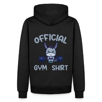 Chemise de gym officielle Fitness Musculation musculation - Sweat à capuche Premium bio Homme - noir - Dos - Nico (187cm)