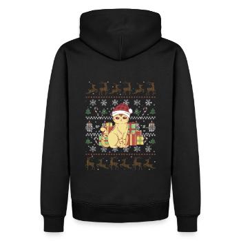 Mignon chat de Noël - Sweat à capuche Premium bio Homme - noir - Dos - Nico (187cm)