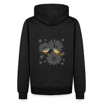 Meisen Vögel Gänseblümchen - Männer Premium Bio Hoodie - Schwarz - Hinten - Nico (187cm)