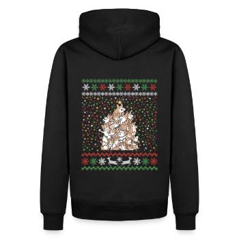 Corgi Weihnachtsbaum Weihnachten - Männer Premium Bio Hoodie - Schwarz - Hinten - Nico (187cm)