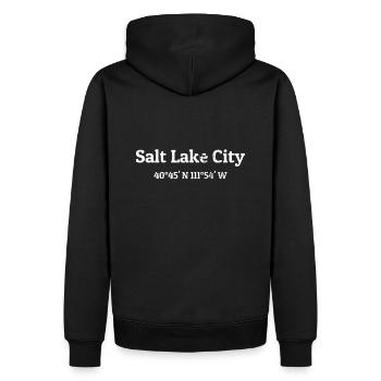Salt Lake City Koordinaten - Männer Premium Bio Hoodie - Schwarz - Hinten - Nico (187cm)