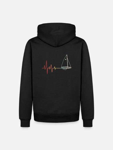 Sailing Heartbeat Retro - Men’s Premium Organic Hoodie - black