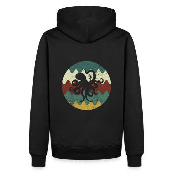 Octopus Retro - Männer Premium Bio Hoodie - Schwarz - Hinten - Nico (187cm)