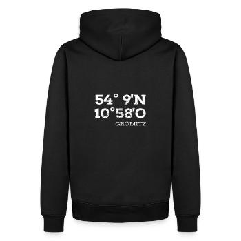 Grömitz Koordinaten Ostsee Urlaub - Männer Premium Bio Hoodie - Schwarz - Hinten - Nico (187cm)