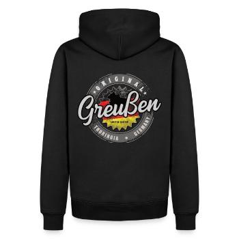Original Germany Thüringen Greußen - Männer Premium Bio Hoodie - Schwarz - Hinten - Nico (187cm)