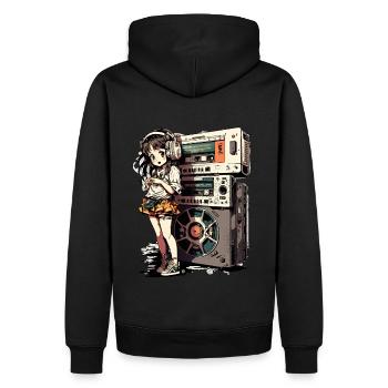 Magnétophone anime Sticker Reel to Reel - Sweat à capuche Premium bio Homme - noir - Dos - Nico (187cm)