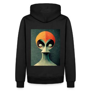 Alinen bauhaus Vintage Style v2 - Männer Premium Bio Hoodie - Schwarz - Hinten - Nico (187cm)