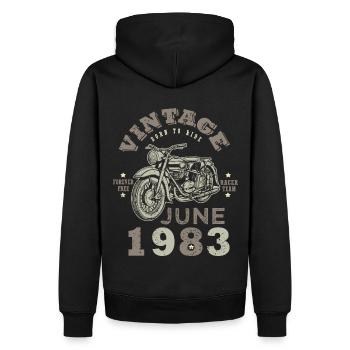 Born in June 1983 40 years old motorcycle - Men’s Premium Organic Hoodie - black - Back - Nico (187cm)