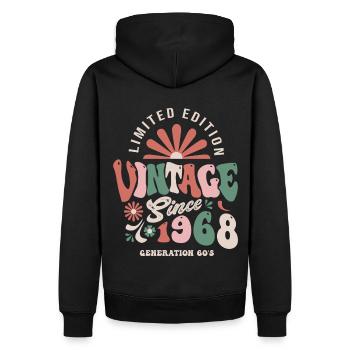 1968 Anniversaire 1968 vintage - Sweat à capuche Premium bio Homme - noir - Dos - Nico (187cm)