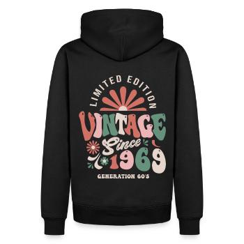 1969 Anniversaire 1969 vintage - Sweat à capuche Premium bio Homme - noir - Dos - Nico (187cm)
