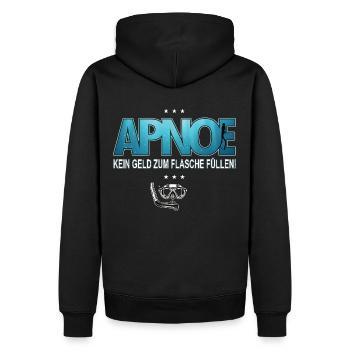 Apnoe Freediving Kein Geld zum Flaschen füllen - Männer Premium Bio Hoodie - Schwarz - Hinten - Nico (187cm)