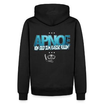 Apnoe Freediving Kein Geld zum Flaschen füllen - Männer Premium Bio Hoodie - Schwarz - Hinten - Nico (187cm)