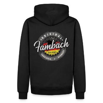 Original Germany Thüringen Fambach - Männer Premium Bio Hoodie - Schwarz - Hinten - Nico (187cm)