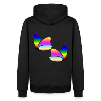 Regenbogen-Schmetterling - Männer Premium Bio Hoodie - Schwarz - Hinten - Nico (187cm)