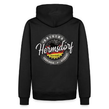 Original Germany Thüringen Hermsdorf - Männer Premium Bio Hoodie - Schwarz - Hinten - Nico (187cm)