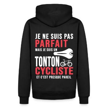 tonton cycliste humour vélo velo vélos velos - Sweat à capuche Premium bio Homme - noir - Dos - Nico (187cm)