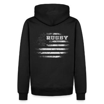 Drapeau américain Rugby américain - Sweat à capuche Premium bio Homme - noir - Dos - Nico (187cm)