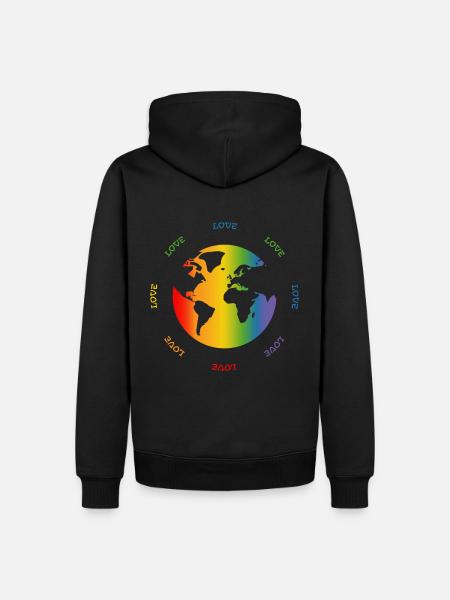 Rainbow Globe Love world - Men’s Premium Organic Hoodie - black