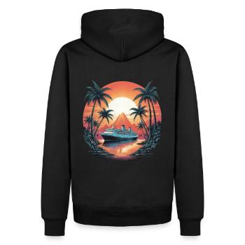 Sunset cruise ship - Men’s Premium Organic Hoodie - black - Back - Nico (187cm)