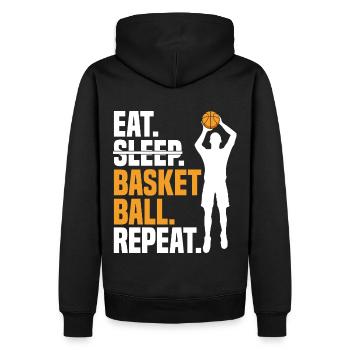 Eat Sleep Basketball Répéter I Fille Joueuse de basket-ball - Sweat à capuche Premium bio Homme - noir - Dos - Nico (187cm)