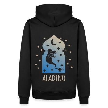 AlaDino (Dinosaurier-Wunderlampe-Edition) - Männer Premium Bio Hoodie - Schwarz - Hinten - Nico (187cm)