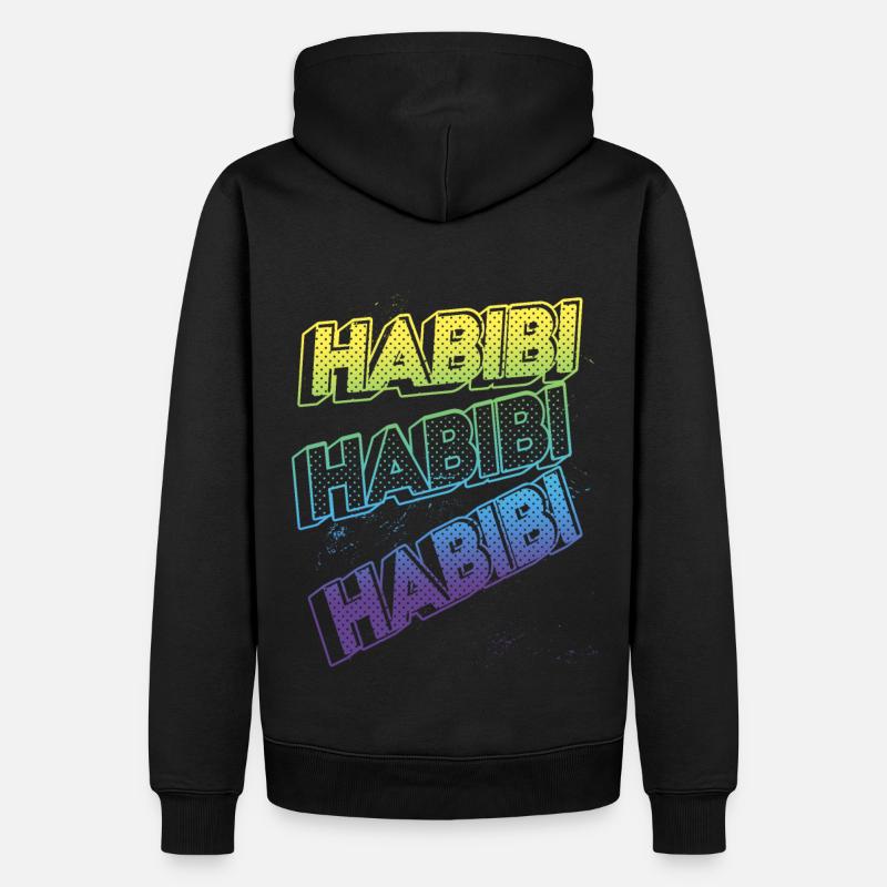 3D-Text Effect - Habibi - Männer Premium Bio Hoodie - Schwarz