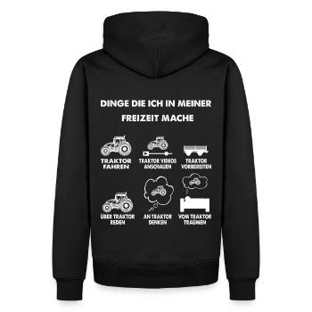 Traktor T-Shirt als Geschenk für Landwirt Motiv - Männer Premium Bio Hoodie - Schwarz - Hinten - Nico (187cm)