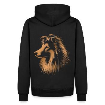 Sheltie | Shetland Sheepdog Hundekopf bronze - Männer Premium Bio Hoodie - Schwarz - Hinten - Nico (187cm)