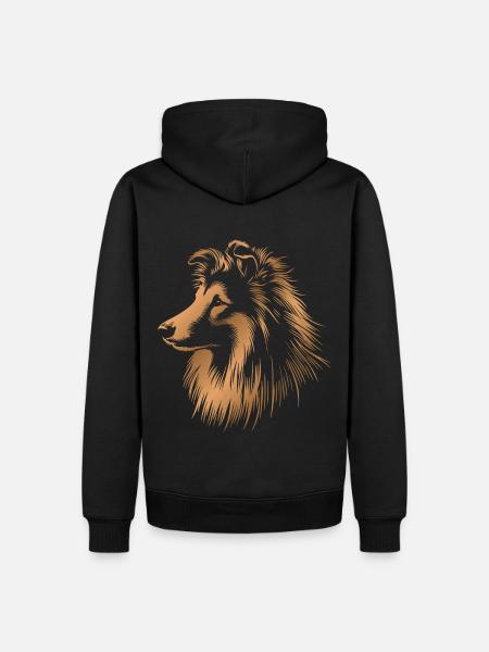 Sheltie | Shetlanninlammaskoira Head pronssi - Premium luomulaatuinen miesten huppari - musta