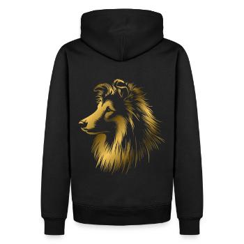 Sheltie | Shetland Berger Chien Tête Or - Sweat à capuche Premium bio Homme - noir - Dos - Nico (187cm)