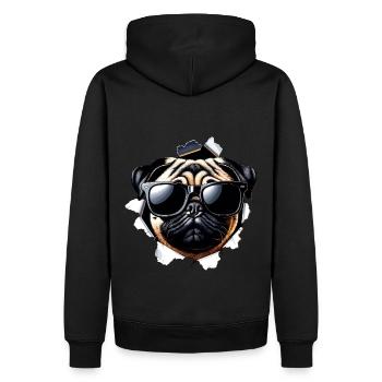 Funny Cute Pug Dog with Sunglasses Wall - Men’s Premium Organic Hoodie - black - Back - Nico (187cm)