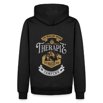 Lustiger Camping Spruch Ich brauche keine Therapie - Männer Premium Bio Hoodie - Schwarz - Hinten - Nico (187cm)