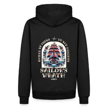 Sailboat Sailing Ship Tattoo Vintage Adventure - Men’s Premium Organic Hoodie - black - Back - Nico (187cm)