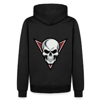 Totenkopf Retro Schädel Emblem - Männer Premium Bio Hoodie - Schwarz - Hinten - Nico (187cm)