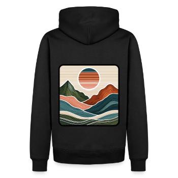 Abstrakte Berglandschaft Berge Natur Landschaft - Männer Premium Bio Hoodie - Schwarz - Hinten - Nico (187cm)