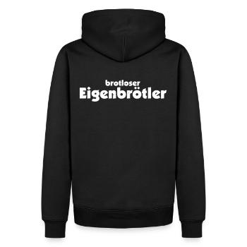 brotloser Eigenbrötler - lustiges Wortspiel - Männer Premium Bio Hoodie - Schwarz - Hinten - Nico (187cm)