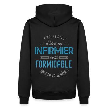 infirmier formidable - Sweat à capuche Premium bio Homme - noir - Dos - Nico (187cm)