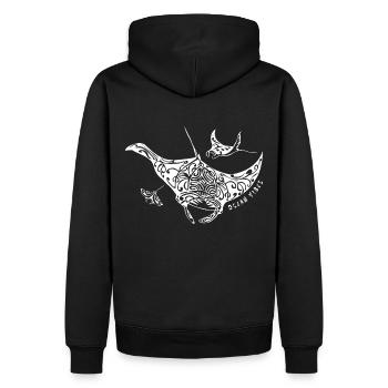 Ray - Desire for the sea, gift, vacation, diving - Men’s Premium Organic Hoodie - black - Back - Nico (187cm)