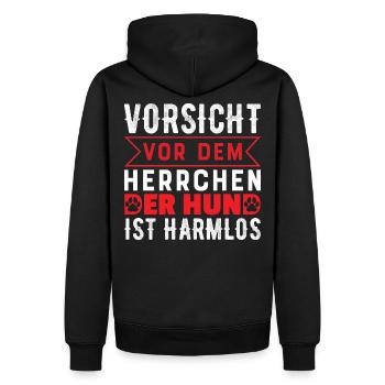 Vorsicht vor dem Herrchen der Hund ist harmlos - Männer Premium Bio Hoodie - Schwarz - Hinten - Nico (187cm)