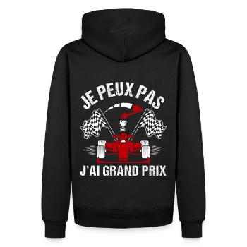Je peux pas j' ai grand prix humour course voiture - Sweat à capuche Premium bio Homme - noir - Dos - Nico (187cm)