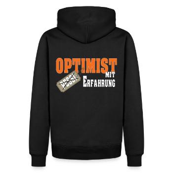 Optimist mit Erfahrung Geschenk - Männer Premium Bio Hoodie - Schwarz - Hinten - Nico (187cm)