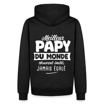Meilleur papy du monde cadeau Papi fête des pères - Sweat à capuche Premium bio Homme - noir - Dos - Nico (187cm)
