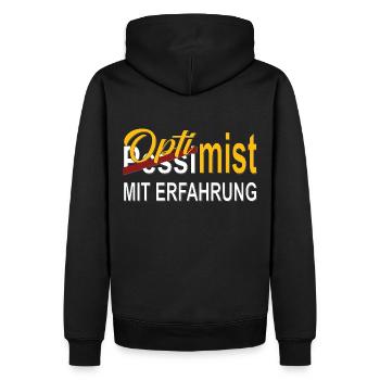Optimist mit Erfahrung Geschenk - Männer Premium Bio Hoodie - Schwarz - Hinten - Nico (187cm)