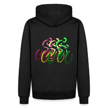 Bike Race rouge jaune vert - Sweat à capuche Premium bio Homme - noir - Dos - Nico (187cm)