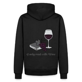 Ich lese nur beim Wein - Männer Premium Bio Hoodie - Schwarz - Hinten - Nico (187cm)