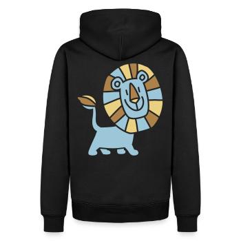 Schonender Trickfilm Löwe von Cheerful Madness!! - Männer Premium Bio Hoodie - Schwarz - Hinten - Nico (187cm)