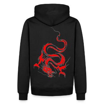 dragon_rouge - Männer Premium Bio Hoodie - Schwarz - Hinten - Nico (187cm)
