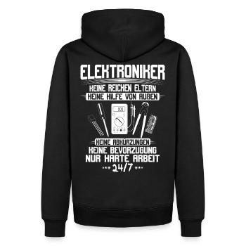 Elektroniker/Elektriker/Harte Arbeit/Geschenk - Männer Premium Bio Hoodie - Schwarz - Hinten - Nico (187cm)